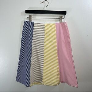J.Crew Multicolor Patchwork Stripe A-line Midi Skirt Size 4